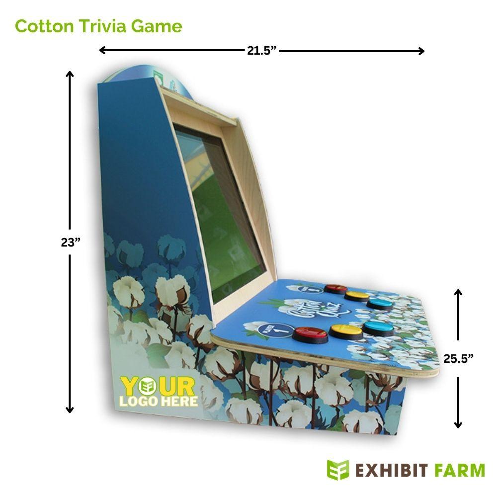 Side view of trivia game about cotton
