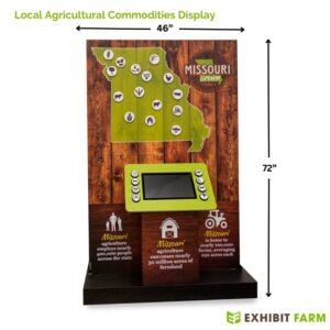 Front view of the Local Agricultural Commodities display, showing video screen and magnetic map