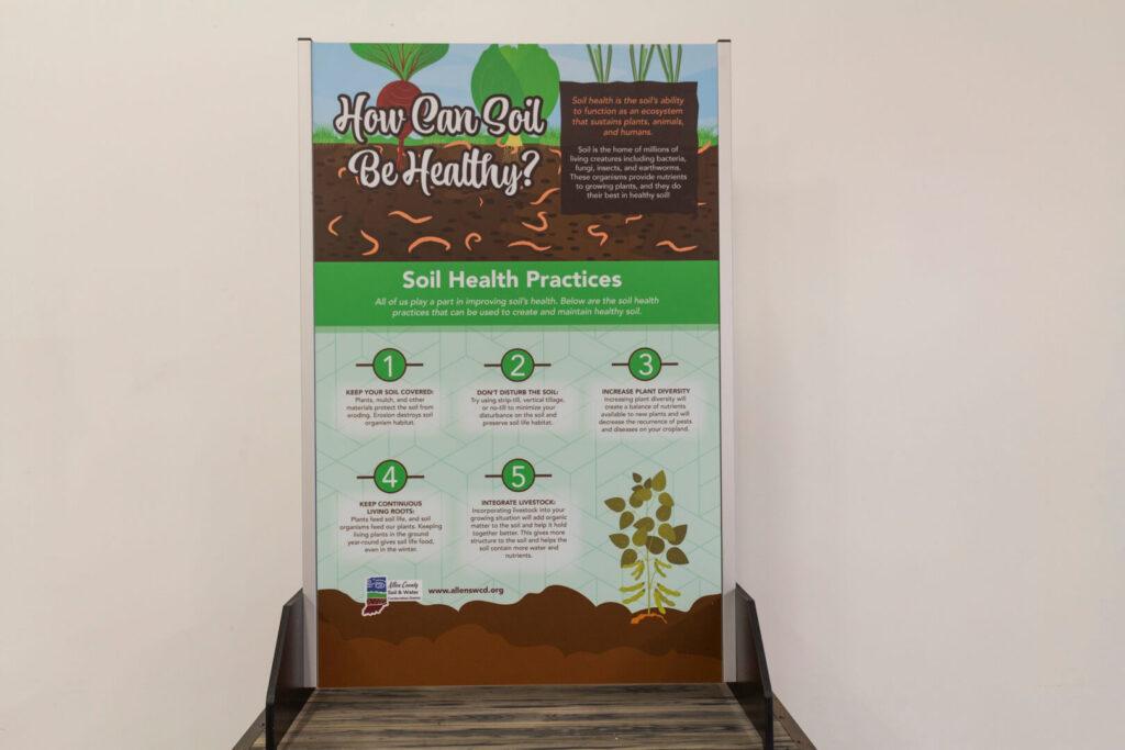 Front view of the "How Can Soil Be Healthy?" panel discussing soil health practices