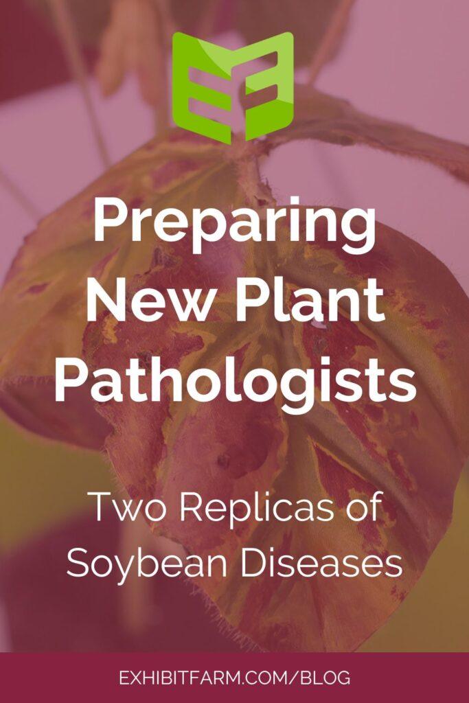 Maroon graphic. Text reads, "Preparing New Plant Pathologists: Two Replicas of Soybean Diseases."