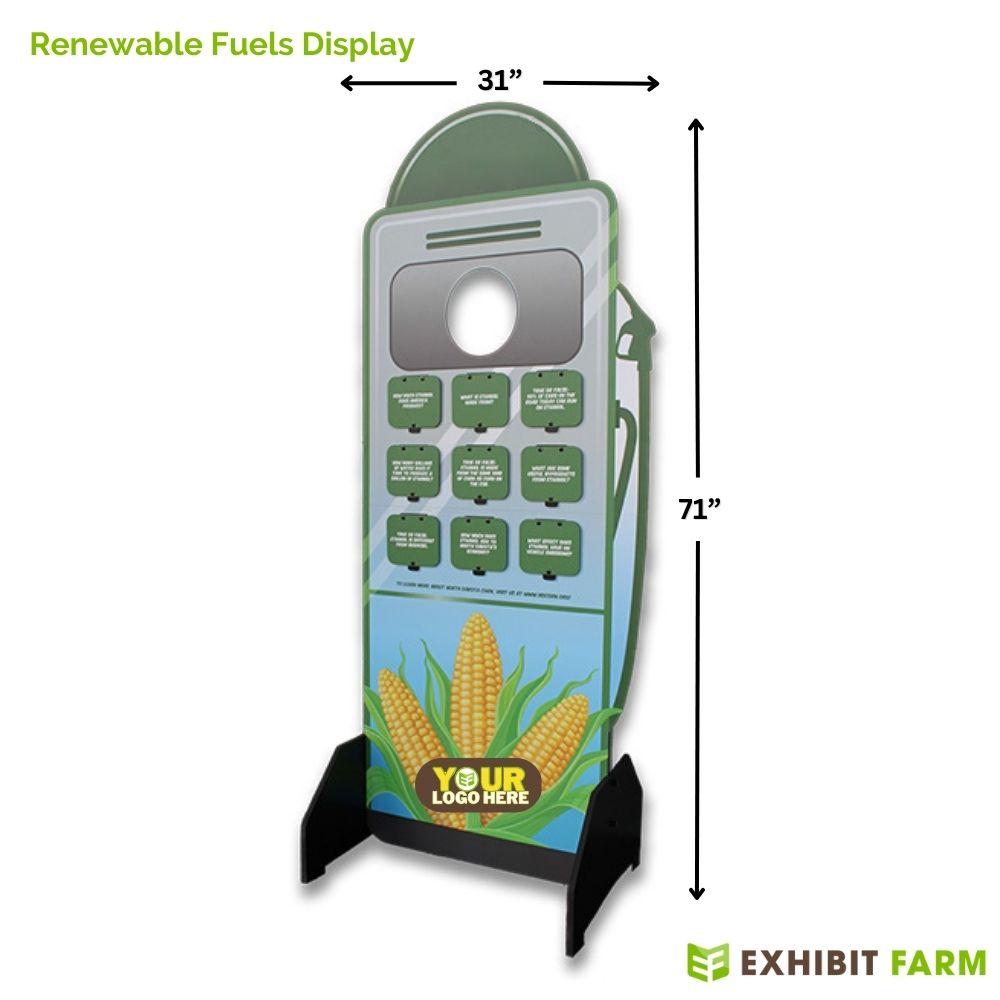 Standup display about renewable fuels; shaped like a gas pump